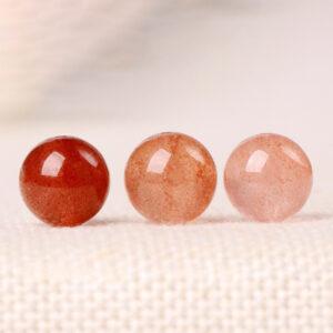 strawberry quartz bead, red bead, pink bead, round bead, natural bead, genuine bead