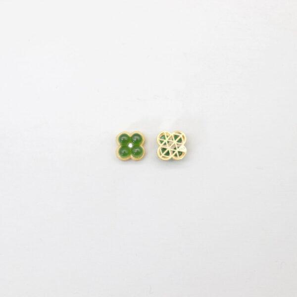 four-petal flower bead, bezel bead, nephrite bead, green bead, sterling silver bead, gild bead, golden bead, 2pcs / 5 pcs