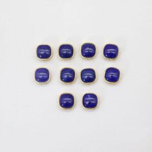 square bead, bezel bead, lapis lazuli bead, blue bead, sterling silver bead, gild bead, golden bead, 2pcs / 5 pcs