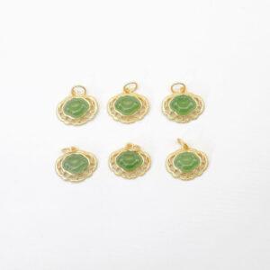 ruyi flower charm, nephrite charm, green charm, sterling silver charm, gild bead, golden charm, 2pcs / 5 pcs