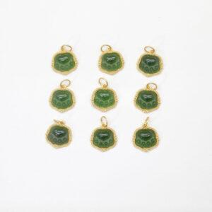 cat paw charm, nephrite charm, green charm, sterling silver charm, gild bead, golden charm, 2pcs / 5 pcs