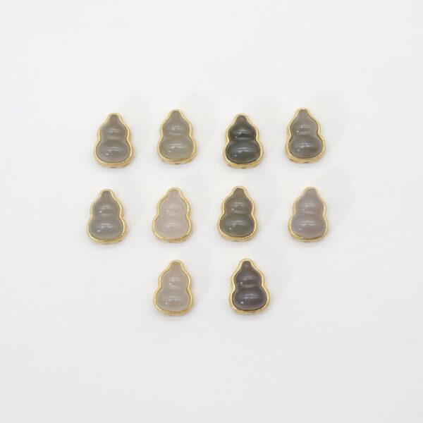 gourd bead, bezel bead, nephrite bead, purple gray bead, sterling silver bead, gild bead, golden bead, 2pcs / 5 pcs