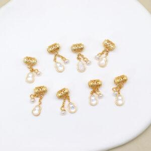gourd charm, shell charm, white charm, sterling silver charm, gild bead, golden charm, 2pcs / 5 pcs