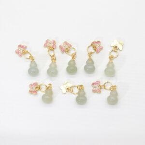 gourd charm, butterfly charm, nephrite charm, light green charm, sterling silver charm, gild bead, golden charm, 2pcs / 5 pcs