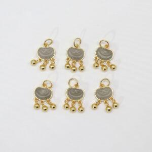 ruyi flower charm, nephrite charm, purple gray charm, sterling silver charm, gild bead, golden charm, 2pcs / 5 pcs