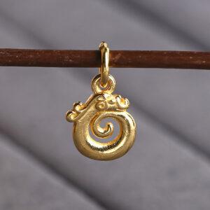 dragon charm, round charm, s925 sterling silver, golden charm, gild bead