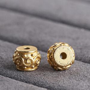 drum bead, vine pattern bead, spacer bead, s925 sterling silver, sterling silver bead, golden bead, gild bead