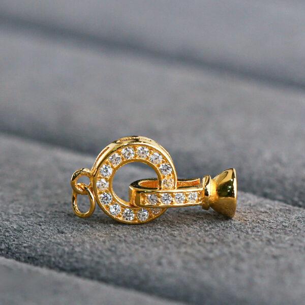 Gemstone Setting, round bead, s925 sterling silver, golden findings, gild bead