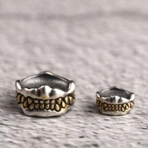 teeth monster bead, spacer bead, s925 sterling silver, silver bead, oxidized silver bead