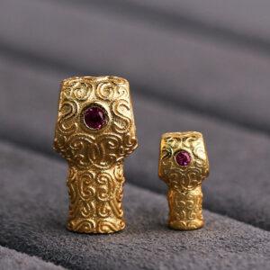 T drilled bead, vine pattern bead, spacer bead, s925 sterling silver, sterling silver bead, golden bead, gild bead