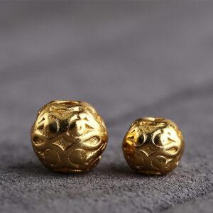 round bead, vine pattern bead, spacer bead, s925 sterling silver, sterling silver bead, golden bead, gild bead
