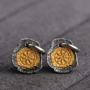 flower charm, s925 sterling silver, silver bead, silver charm, gild bead, golden charm, oxidized silver bead