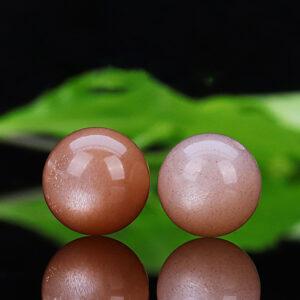 orange moonstone bead, round bead, through hole bead, natural bead, genuine bead