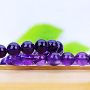 amethyst bead, round shape bead, through hole bead, natural bead, genuine bead