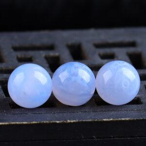 blue agate bead, strip pattern bead, round bead, through hole bead, natural bead, genuine bead