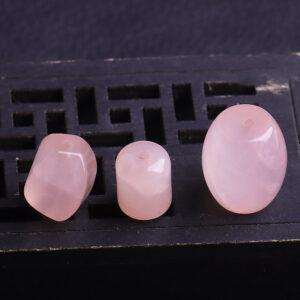 rose quartz bead, pink bead, cylinder bead, oval bead, spacer bead, through hole bead, natural bead, genuine bead