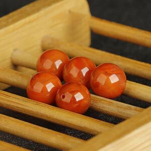 flame red agate bead, nanhong agate bead, round bead, through hole bead, natural bead, genuine bead