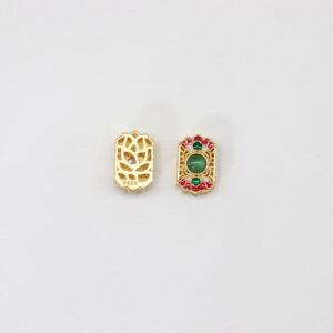 hollow flower bead, rectangle bead, bezel bead, jadeite bead, green bead, sterling silver bead, gild bead, golden bead, 2pcs / 5 pcs