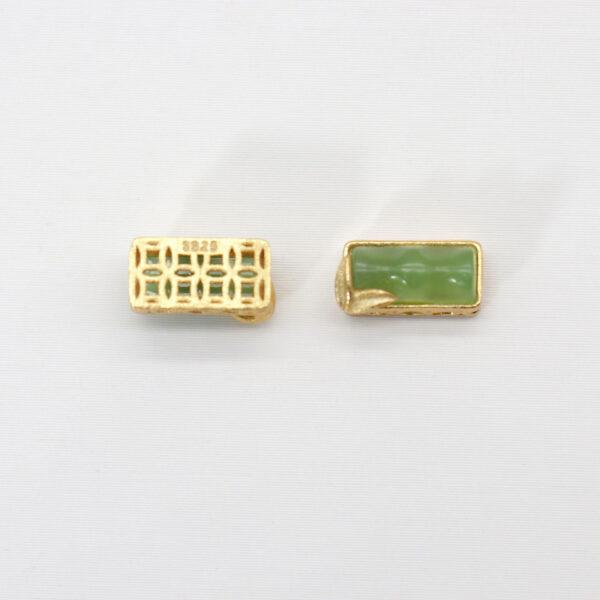 bamboo bead, bezel bead, nephrite bead, green bead, sterling silver bead, gild bead, golden bead, 2pcs / 5 pcs