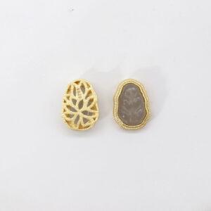 leaf bead, bezel bead, nephrite bead, purple gray bead, sterling silver bead, gild bead, golden bead, 2pcs / 5 pcs