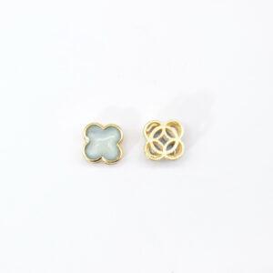 Four-leaf clover bead, bezel bead, jadeite bead, blue bead, sterling silver bead, gild bead, golden bead, 2pcs / 5 pcs