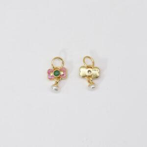 bow-knot charm, flower charm, jadeite charm, green charm, sterling silver charm, gild bead, golden charm, 2pcs / 5 pcs