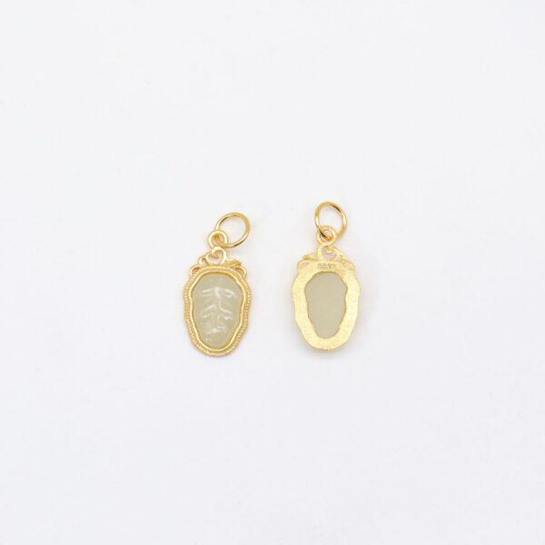 leaf charm, white charm, nephrite charm, sterling silver charm, gild bead, golden charm, 2pcs / 5 pcs