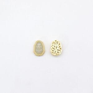 leaf bead, bezel bead, nephrite bead, white bead, sterling silver bead, gild bead, golden bead, 2pcs / 5 pcs