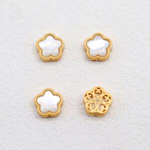 star bead, bezel bead, shell bead, white bead, sterling silver bead, gild bead, golden bead, 2pcs / 5 pcs