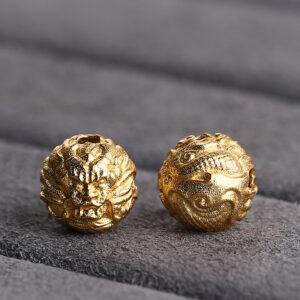 dragon bead, round bead, spacer bead, s925 sterling silver, sterling silver bead, golden bead, gild bead