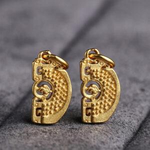 hollow phoenix charm, semicircle charm, s925 sterling silver, golden charm, gild bead