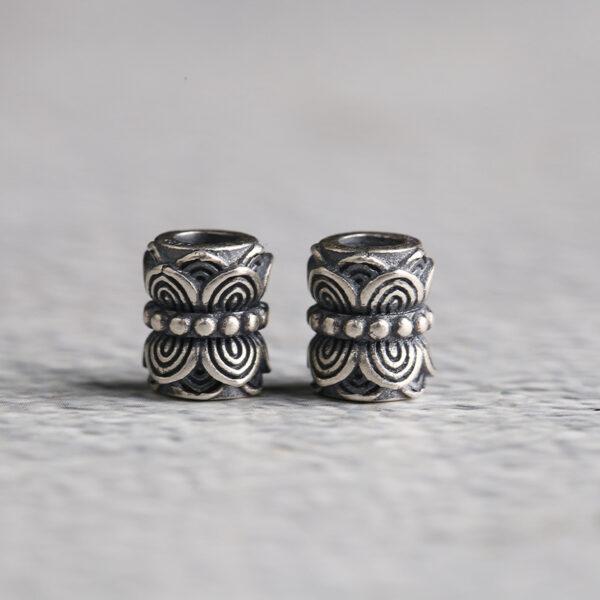 twin Lotus flowers bead, spacer bead, s925 sterling silver, silver bead, oxidized silver bead