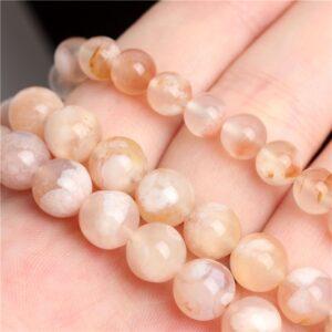 sakura agate bead, blossom agate, flower agate, round bead, natural bead, genuine bead