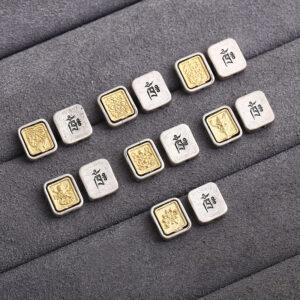 square bead, flower pattern bead, double color bead, spacer bead, s925 sterling silver, silver bead, oxidized silver bead