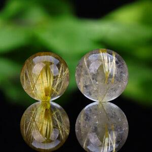 golden rutilated quartz bead, clear bead, round bead, natural bead, genuine bead