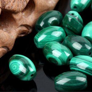 malachite bead, green bead, drum bead, cylinder bead, natural bead, genuine bead