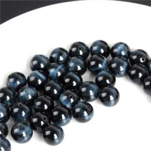 blue tiger eye bead, round bead, natural bead, genuine bead