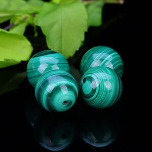 malachite bead, green bead, round bead, natural bead, genuine bead