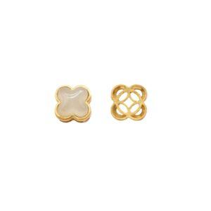 Four-leaf clover bead, bezel bead, nephrite bead, white bead, sterling silver bead, gild bead, golden bead, 2pcs / 5 pcs