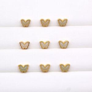 butterfly bead, bezel bead, nephrite bead, sterling silver bead, gild bead, golden bead, 2pcs / 5 pcs
