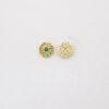 hollow flower bead, bezel bead, jadeite bead, green bead, sterling silver bead, gild bead, golden bead, 2pcs / 5 pcs