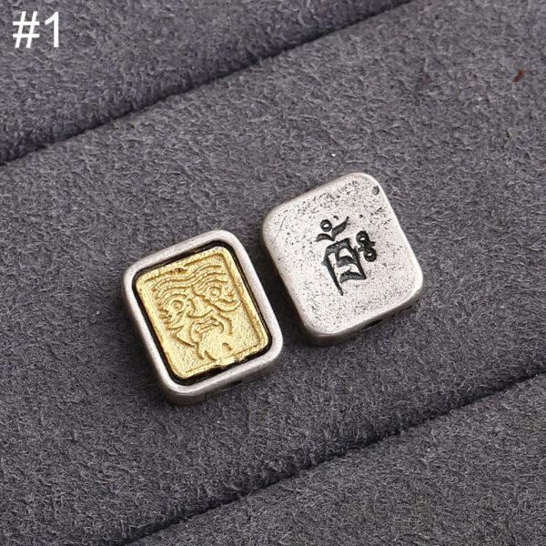 square bead, flower pattern bead, double color bead, spacer bead, s925 sterling silver, silver bead, oxidized silver bead - Image 4