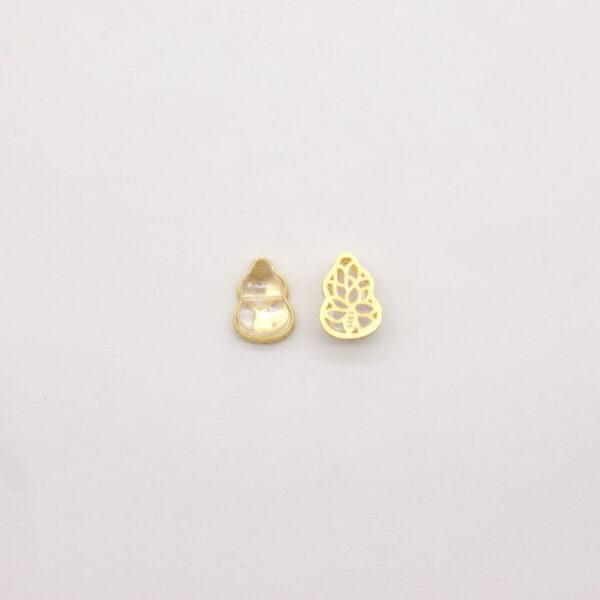 gourd bead, bezel bead, clear quartz bead, white bead, sterling silver bead, gild bead, golden bead, 2pcs / 5 pcs
