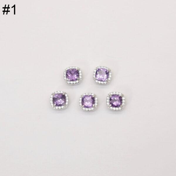 square bead, round bead, bezel bead, amethyst bead, purple bead, sterling silver bead, gild bead, golden bead, 2pcs / 5 pcs - Image 7