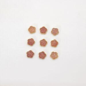 peach flower bead, bezel bead, strawberry quartz bead, pink bead, sterling silver bead, gild bead, golden bead, 2pcs / 5 pcs