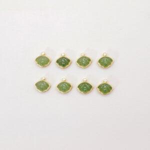shell shape bead, bezel bead, nephrite bead, green bead, sterling silver bead, gild bead, golden bead, 2pcs / 5 pcs