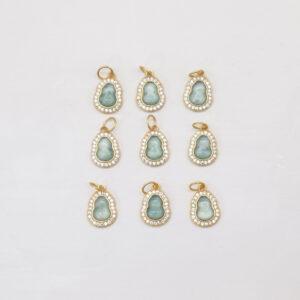 gourd charm, jadeite charm, blue charm, sterling silver charm, gild bead, golden charm, 2pcs / 5 pcs