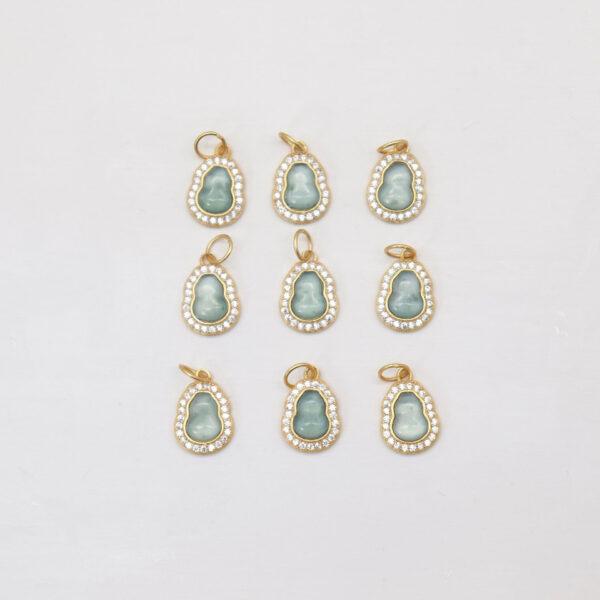 gourd charm, jadeite charm, blue charm, sterling silver charm, gild bead, golden charm, 2pcs / 5 pcs