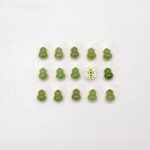 gourd bead, bezel bead, nephrite bead, green bead, sterling silver bead, gild bead, golden bead, 2pcs / 5 pcs