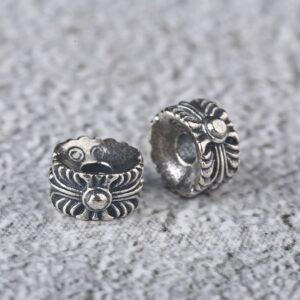 cross flower bead, round bead, spacer bead, s925 sterling silver, silver bead, oxidized silver bead